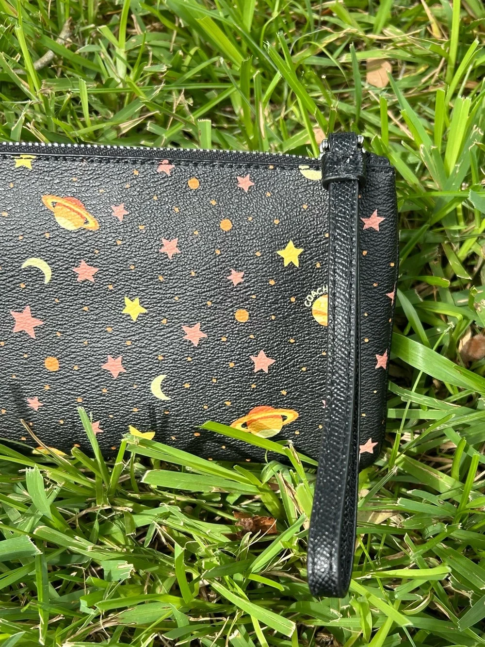 Coach Galaxy Planet & Star Print Large Wristlet